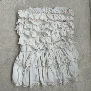 Abercrombie and Fitch white strapless with ruffles